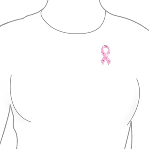 Image of Bling Jewelry Set of Three Crystal Accent Enamel Prevention and Awareness Pink Ribbon Support the Cause Breast Cancer Survivor Brooch Pin For Women Silver Gold Plated