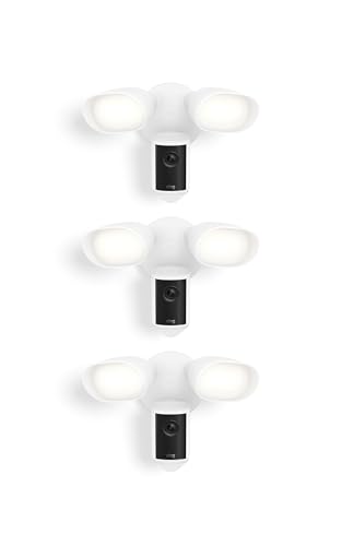 Image of Ring Floodlight Cam Pro (newest model) - Retinal 4K with wide-angle video, 10x Enhanced Zoom, and 2000 Lumen Floodlights, 3-pack, White