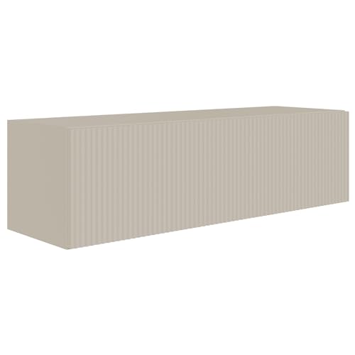 Selsey Meuble TV Suspendu 100 cm Greige Mat Design Moderne – Rangement à 2 Compartiments Façade Rainurée Idéal Déco Élégante et Contemporaine Salon/Chambre...