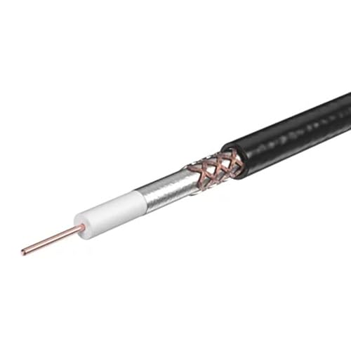 Labgear 25m Coaxial Satellite Cable RG6 Black Digital Aerial TV Cable Double Screened Gas Injected Foam CE and CPR Certified Black