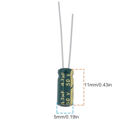 Be In Your Mind 20Pcs 4.7uF 50V 5x11mm Electrolytic Capacitor -40℃ ~ +105℃ Capacitor for Home Appliances DIY Circuit Board - Thumbnail 3