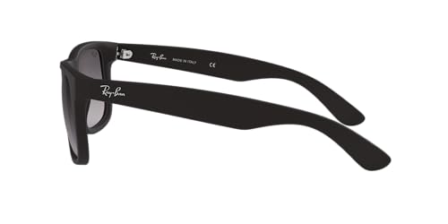 Image of Ray-Ban Unisex RB4165 Justin Rectangular Sunglasses, Rubber Black /Light Grey Gradient Dark Grey, 55 mm