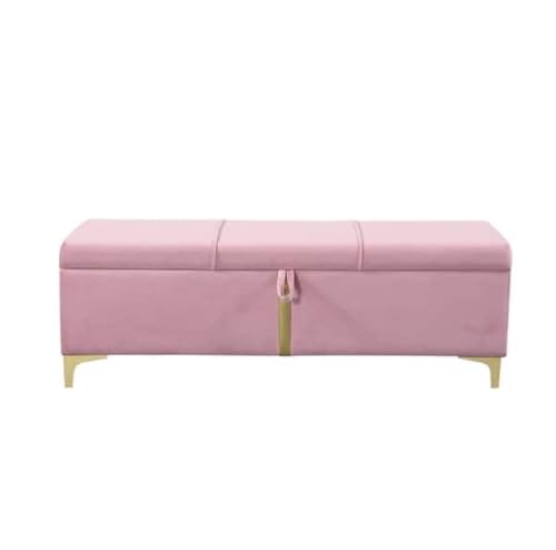 Image of LEGACY OF COMFORT Varvara Upholstered Ottoman Storage Bench for Living Room Velvet Chest for Sofa Couch Bedroom Entryway Ottoman (Pink)
