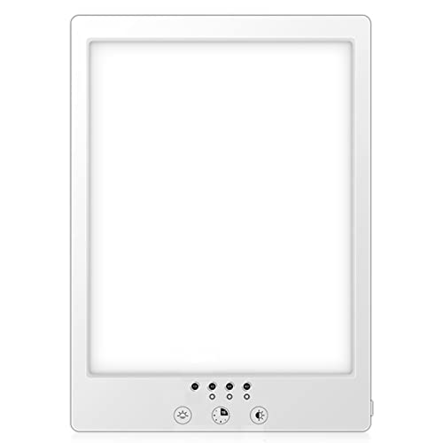 Light Therapy Lamp 10000 Lux Sad Light ​Box, Cool & Warm Light, 4 Timer Settings and 360°Rotatable Stand, for Home/Office/Travelling,White,33 * 20cm