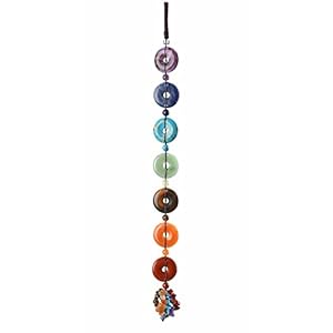 VadiForest 7 Chakra Stones Reiki Healing Crystals Peace Buckle Hanging Ornament Dount Coin Lucky Charm Natural Gemstones Tassels Home Car Decoration Wall Hanging Decor for Good Luck Yoga Meditation