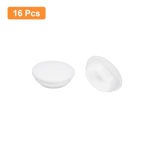 Image of uxcell 16 Pcs Silicone Plugs, Rubber Round Snap in Locking Hole Plugs for 15.5-17mm Hole, Hole Stoppers Waterproof Hole Plug for Metal Tube, Furniture End Caps Inserts, White