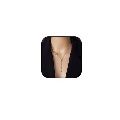 NIQIPOK Gold Heart Necklace for Women Dainty Gold Heart Pendant Necklace Gold Long Heart Necklace Tassels Necklace Gold Charm Necklace Valentine Jewelry