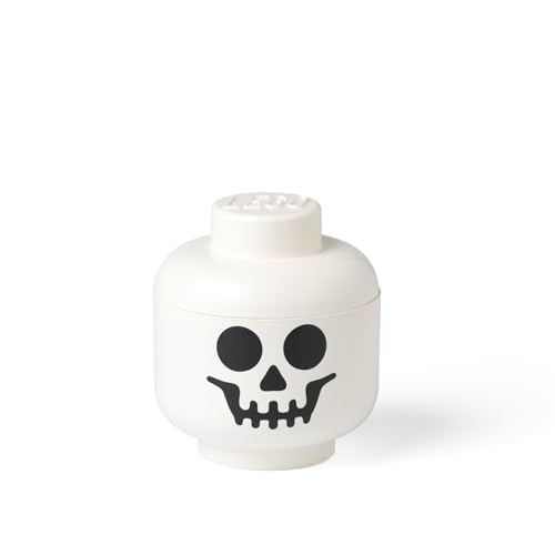 ROOM COPENHAGEN, LEGO Storage Heads Stackable Storage Container - Buildable Organizational Bins for Kid’s Toys and Accessories - 6.30 x 6.30 x 7.28in - Small, Skeleton, Holds 250 Bricks