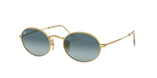 Ray-Ban Unisex RB3547 Oval Oval Sunglasses, Gold/Blue Gradient Grey, 54