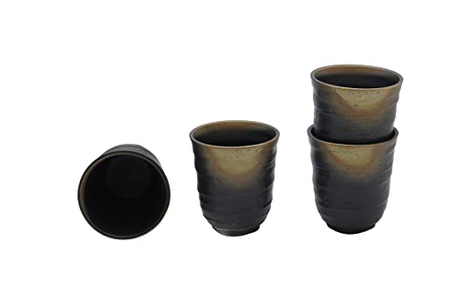 キャッスルエンタープライズ 美濃焼 和風カフェシリーズ 万葉 【湯呑】 伊賀備前吹 4個セット