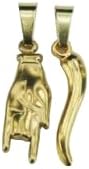 Italian Charms Mano Cornuto & Cornicello, Gold Hand Red Horn Le Corno Protection A) Mano #1 with Gold Horn charm Fast Free Supply