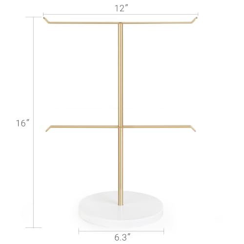 Image of Mkono Medal Hanger Display, Metal Medal Holder, Race Award Medals Display Stand for Running, Sports, Marathon, Wrestling, Taekwondo, Wood and Iron Material, 12x16 Inches (Gold and white)