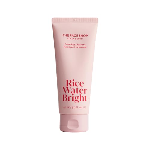 The Face Shop Rice Water Bright Foaming Facial Cleanser with Ceramide, Gentle Face Wash for...