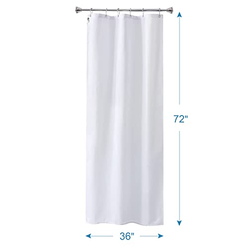 Image of Amazer Small Stall Shower Curtain Liner Washable, 36 x 72 Inches, Fabric Shower Liner with 2 Bottom Stones, Narrow Waterproof RV Shower Curtain Liner, 6 Grommet Holes, Hotel Quality, White