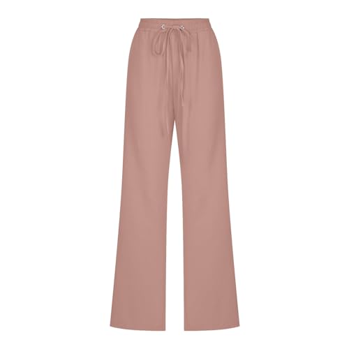 Image of Linen Pants Women 2026 Spring Summer Fashion Straight Leg Pant Dressy Casual High Waisted Loose Trousers with Pockets