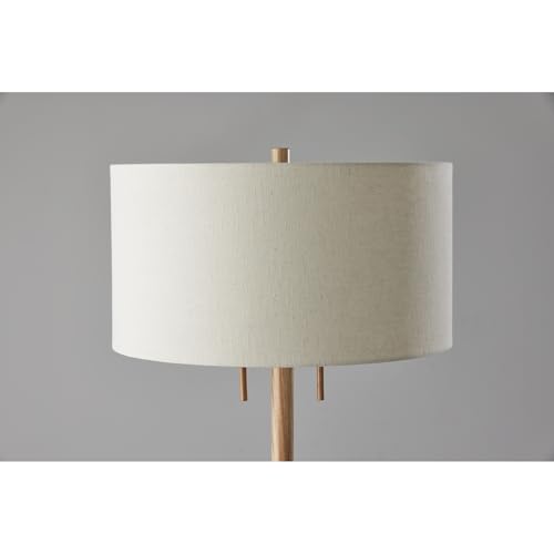 Adesso 3375-12 Madeline Floor Lamp Natural Rubberwood and Antique Brass