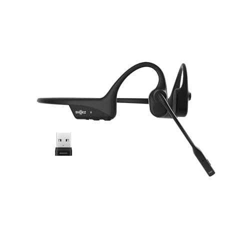 SHOKZ OpenComm2 UC 2025 Upgrade Bone Conduction Headset with USB-A adapter, Open-Ear Bluetooth Headphone with Noise Cancelling Mic, Wireless Earphone for Work, Call, Meeting, Driving, 16H Ta