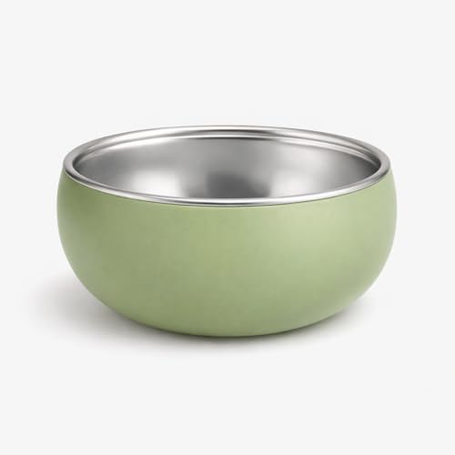 Image of Premium Stainless Steel Baby Feeding Bowl with Soft Silicone Cover | Non-Slip Grip, BPA Free & Food-Grade | Safe Feeding Bowl for Infants & Toddlers | Durable, Easy to Clean (Sage Green)