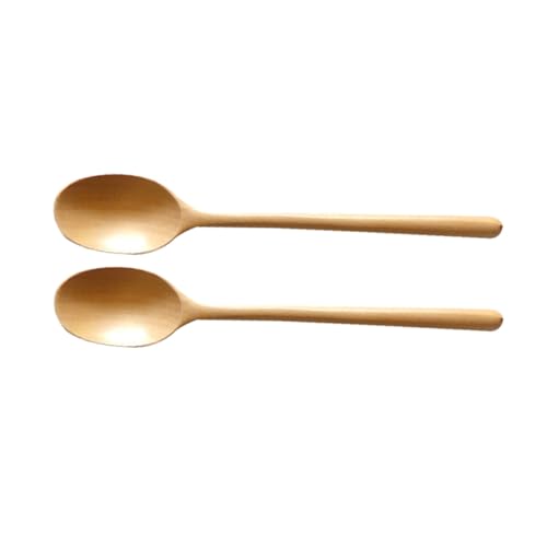 DECORNIJIA 2個 木製キッチンレードル 軽量で丈夫な長柄スープスプーン 家 飲食店向け 食品盛り付け用 食洗機対応可能