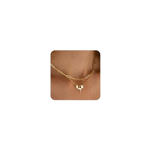 Gold/Silver Plated Necklace for Women, Dragon, Horse, Dachshund, Cat, Turtle Necklaces for Womens Dainty Simple Jewelry Gifts