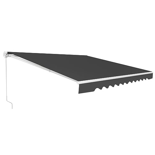 COSTWAY Markise mit Kurbel, Gelenkarmmarkise Sonnenschutz, Balkonmarkise Sonnenmarkise 5-35° Winkel einstellbar, Terrassenmarkise, Klemmmarkise für Balkon und Veranda (Grau, 360 x 300 cm)