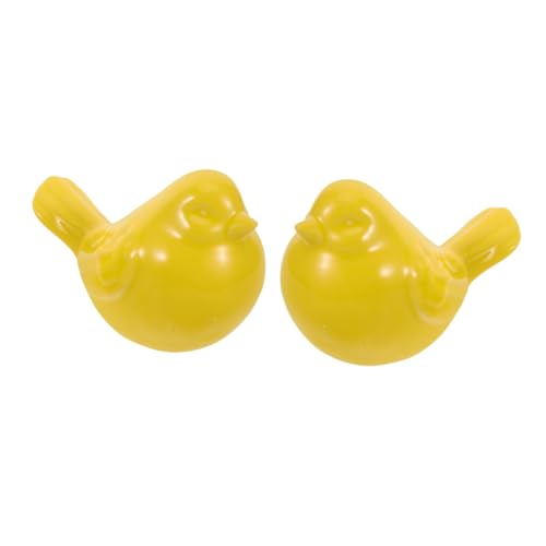 iplusmile 2 Piezas Aves de Porcelana Amarilla Decoración Nórdica Minimalista para Hogar y Oficina Figura Cerámica Pequeña para Escritorio y Sala Adorno Compacto y Versátil
