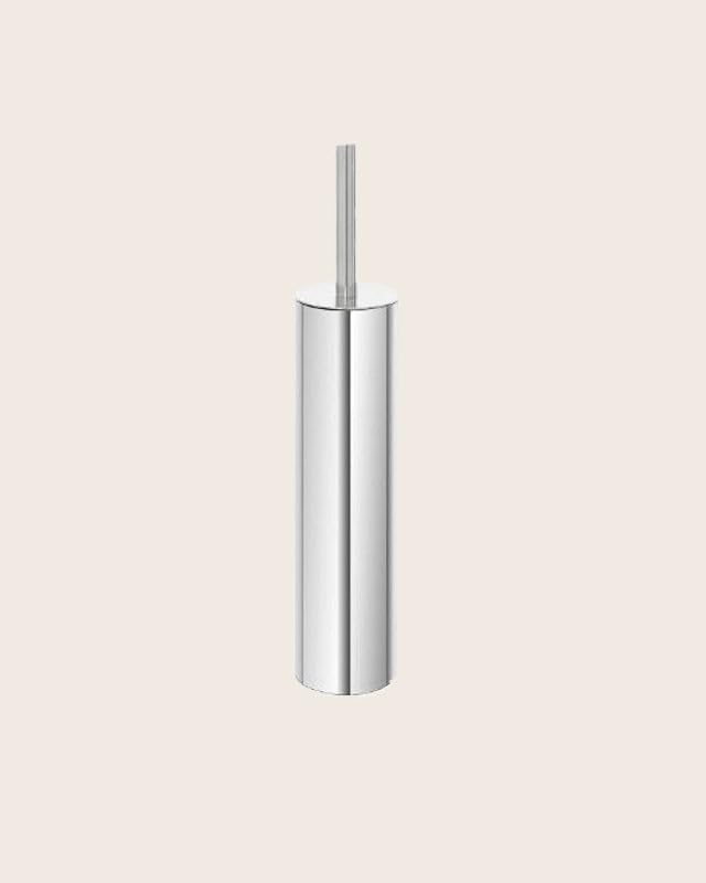 Portascopino slim tondo con fondo antiscivolo in acciaio cromo Prestige