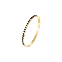 Round Black CZ-Gold