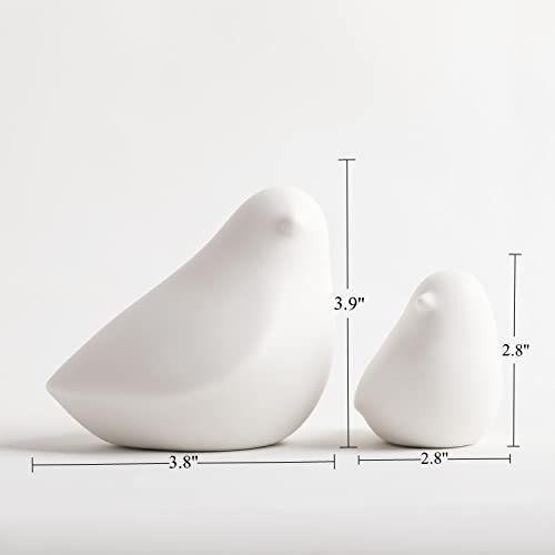 Figuras de cerámica de pájaros blancas juego 2 miniatura 3