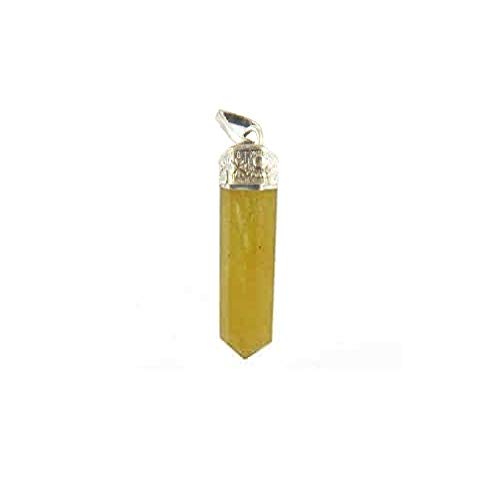 Natural Yellow Jade Pendant, Pencil Pointer Shape Yellow Jade Stone Pendant-image-35
