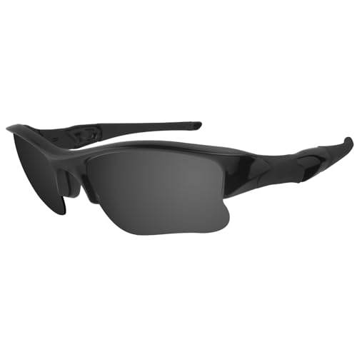 Image of Dynamix Polarized Replacement Lenses for Oakley Flak Jacket XLJ | Easy to Install | Fit Perfectly | Solid Black + Titanium