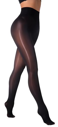 Image of VEBZIN Tights for Women Black Sheer 30D Tights High Waisted Stockings Pantyhose