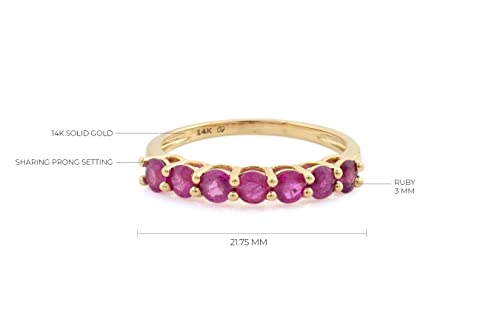 Mirahi Real 14K Gold Rings For Women, 0.7 Natural Ruby July Birthstone Gold Stackable Ring For Women #TOP1