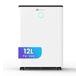 PureMate 12L​/Day Dehumidifier ​for Home, Automatic Humidity Sensor​, Digital Display, 24H Timer, Auto Shut-Off, Continuous Drainage & ​ Laundry Drying,​ Removes Damp, Condensation & Odours.