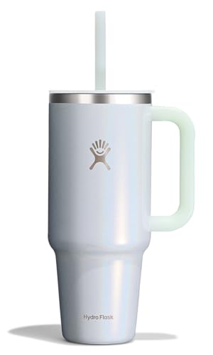 Image of Hydro Flask Travel Tumbler with Handle, Lid and Straw - Insulated Stainless Steel in 40 Oz Glimmer Blue