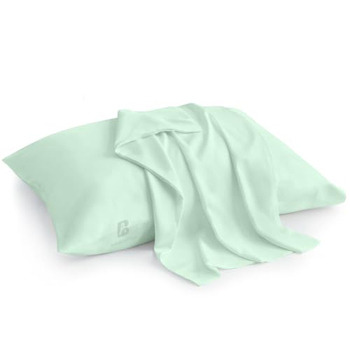 Image of Atiksh Beddings 16x22 Youth Pillowcase, Pack of 2 Toddler Travel Pillow Cases, 100% Egyptian Cotton, 600 Thread Count, Zipper Closure, Small Kids Pillowcase for Travel, Apple Green