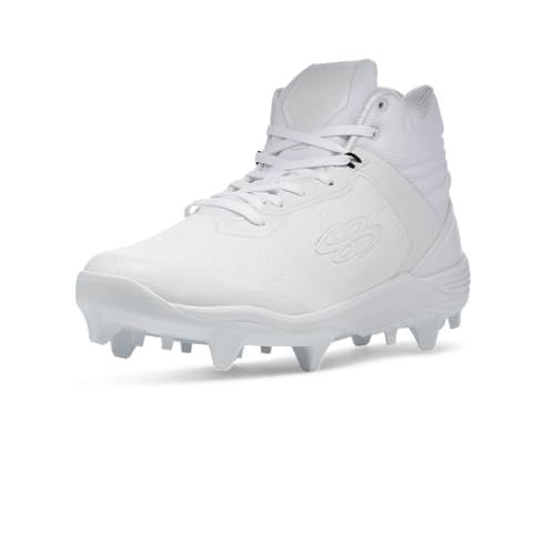 Boombah Viper Pureknit Men's Molded Mid Cleat - White Out - Multiple Color Options - Multiple Sizes