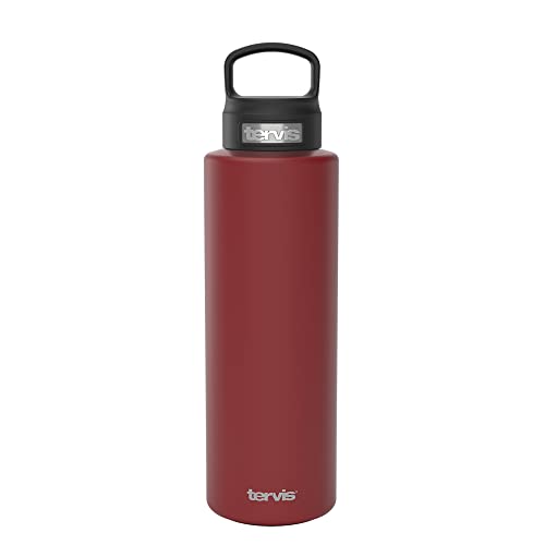 Tervis Powder Coated Stainless Steel Triple Walled Insulated Tumbler Travel Cup Keeps Drinks Cold, 40oz with High Performance Lid, Foxberry Red