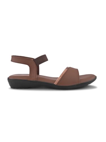 Image of XE Looks Women's Metallic Accent Open Toe Sandals with Elastic Back Strap | Soft Cushioned Footbed | Lightweight Flexible Sole | Comfortable Casual Footwear for Girls & Women