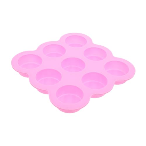 GLEAVI Molde de torta forma cacerola pastel pequeño Hornada postre con moho bandeja molde para hornear de 9 hoyos molde de jabón cilíndrico molde para dulces de 9 hoyos gel de sílice rosa