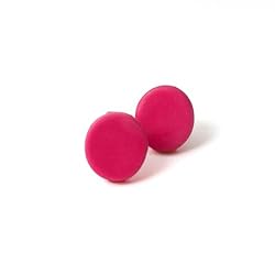 Cerise Pink Round Stud Earrings for Women