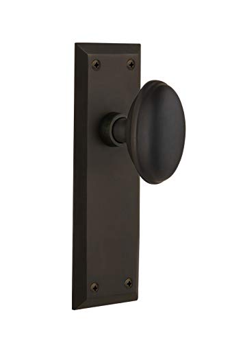 🔥 Nostalgic Warehouse New York Plate with Homestead Knob Complete Privacy Set, Oil Rubbed Bronze