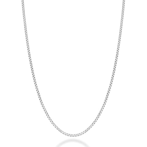 Miabella Italian 925 Sterling Silver Solid 2mm Round Box Chain Necklace for Women Men, Made in Italy (sterling silver, Length 18 Inches (women's average length)) Cover