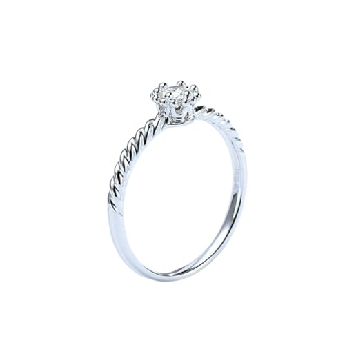 Homxi Anillos Mujer Matrimonio 950 Platino, Simple Redondo con Diamante de 0,2ct, Anillos Mujer Boda Plata, Talla 20(60mm)