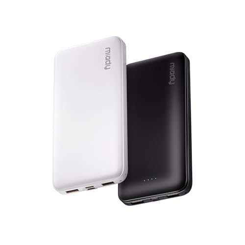 Miady 2-Pack Portable Charger, Slim 10000mAh Power Bank Travel Battery Pack 3 Outputs 2 Inputs...