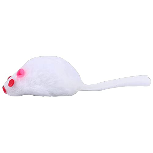 YPBEW Interactive for Toy Squeak Mice for Indoor Cats for Play with Rattle Sound for Cats and Kittens Plush Interactive Mice Toys Rattle Squeak Toy for Indoor Cats Pet, White
