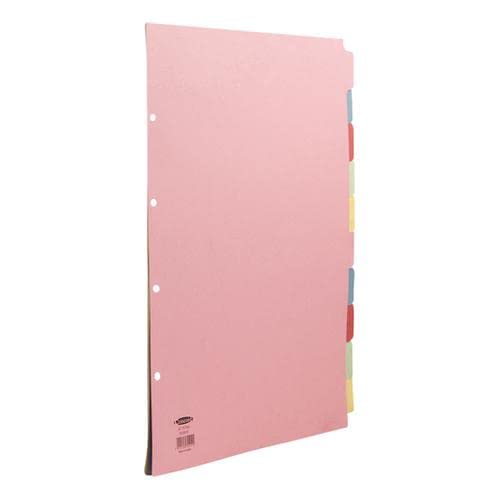 Concord Subject Dividers 10-Part Multipunched 160gsm Portrait A3 Assorted Ref 70299/J2 + Free finchley Refill Pen (1)