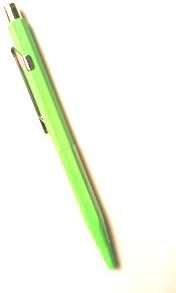 Caran d'Ache Metal Pen Fluorescent Green Shell with Blue Ink - Made in Switzerland