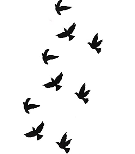 Tatouage Temporaire Femme Homme Colombes l'Envol d'Oiseaux Libre Paix Amour Tatouage Éphémère Femme Homme Colombes - AVASTORE