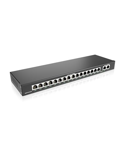 ZOSI 16 Port Gigabit PoE Switch with 2 Gigabit Uplink Ports, 156W for 16 PoE+ Ports, IEEE802.3af/at, Unmanaged Ethernet Switch, Plug & Play, Sturdy Metal Casing, Desktop/Wall Mount
